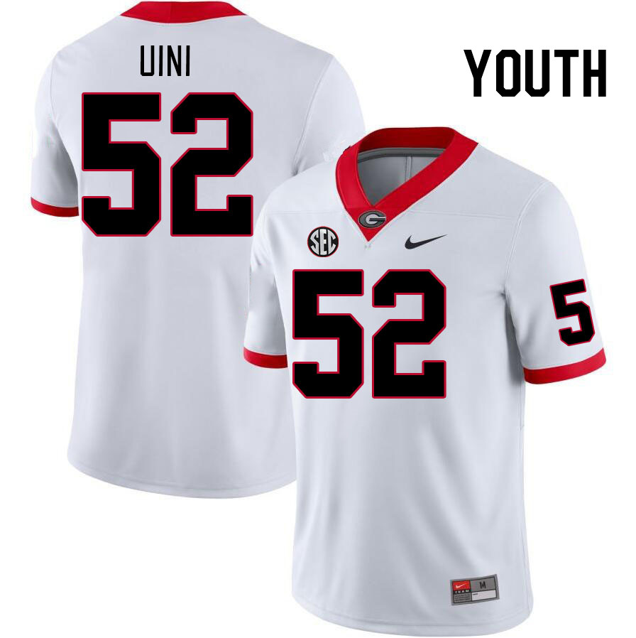 Youth #52 Michael Uini Georgia Bulldogs College Football Jerseys Stitched-White